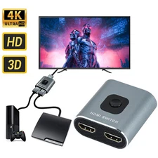 4K HDMI 2.0 Cable Switcher Bi-Directional Splitter HUB 2 in 1 out & 1 in 2 out
