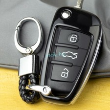 Llavero de coche abatible llavero funda anillo para Audi Q3 Q7 A1 A3 S3 TT negro