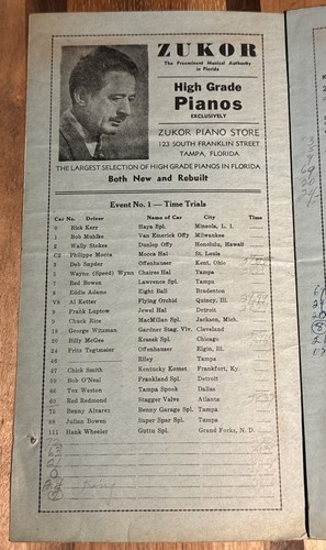 1940s IMCA National Champ Auto Race Program, Florida State Fair, Tampa - Picture 4 of 15