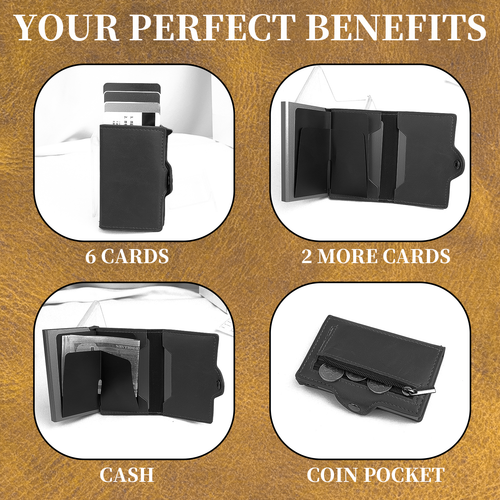 Tarjetero mujer + hombre monedero Slim Wallet moneda + compartimento para billetes compartimento emergente - Imagen 7 de 16