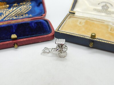Sterling Silber Zweirad Pferd Buggy Charm Anhänger Vintage um 1970