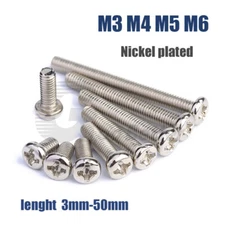M3 M4 M5 M6 Phillips Round Pan Head Nickel Plated Machine Screw Flat Tail