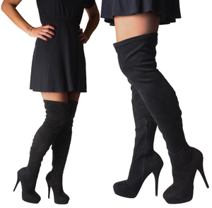 wide thigh high heel boots