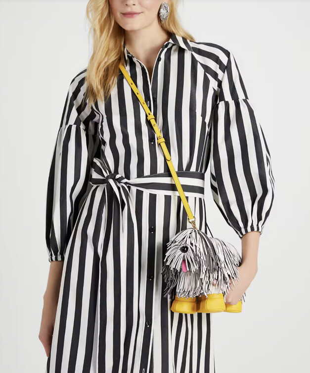 New Kate Spade Shaggy Showdog Fringed 3D Dog Crossbody Novelty