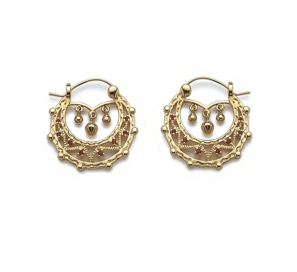 Boucles D'oreilles Créoles Pendantes Plaqué Or - Avec Zircon, Marque Rosantine, Neuf Avec étiquettes