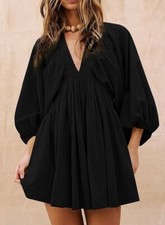 Women’s Spring Dress Size Large Color Blanck Mini Dress Beach Ruffle