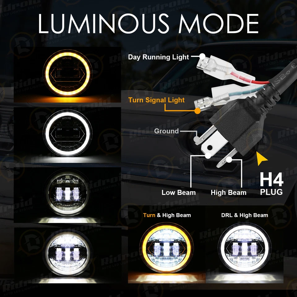 5 3/4 5.75" LED Headlight w/ Turn Signal For Harley-Davidson Iron 1200 XL1200NS Foto 3 de 4