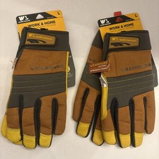Wells Lamont Synthetic Leather Work  Home Gloves R7843L Brown LARGE LOT OF 2