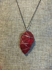 Handmade wire wrapped Red Sea glass wire wrapped pendant necklace