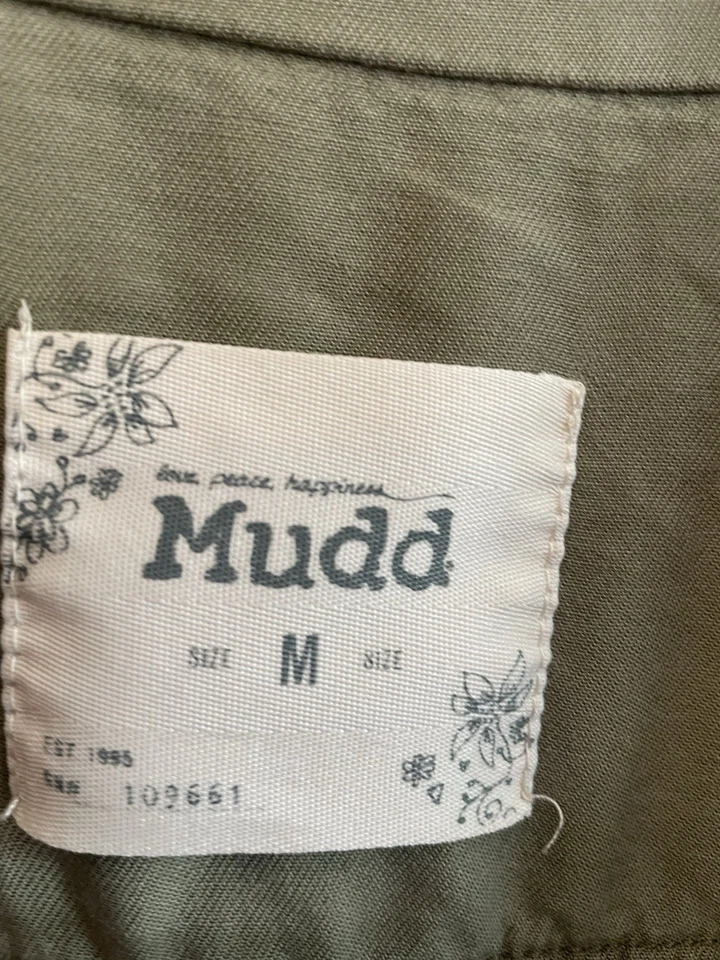 Chaleco Mudd Verde Oliva Chaleco Carga Largo Tencel Frente Abierto Cordón Talla Mediana Foto 4 de 4