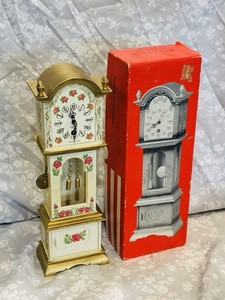 Antique Trenkle Miniature Grandfather Clock in Box *Works!* West W Germany