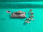 VINTAGE MARX BATTLEGROUND 54MM #41 U.S. TANK WITH MINESWEEPER SOLDIERS