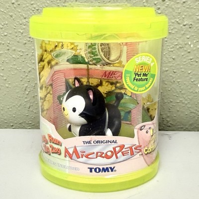 TOMY MicroPets Black/White Cat Mika Interactive Toy New Vintage