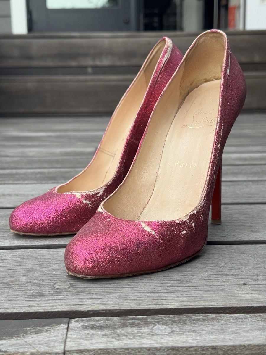 Christian Louboutin FIFI Glitter Pink heels Size 38