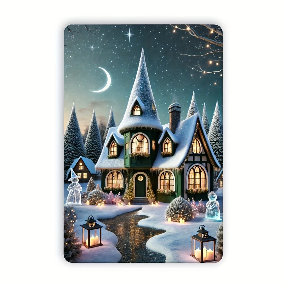 Aluminum Festive Christmas Cottage Metal Tin Sign Perfect Home Hanging Decor - Image 2 of 4