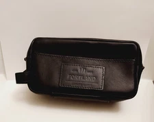 Portland Leather Goods Black Full Grain Leather Deluxe Toiletry Dopp Kit Bag