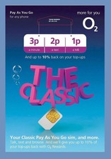 Official O2 Classic Pay As You Go SIM Card – Standard/Micro/Nano – Pay As You Go