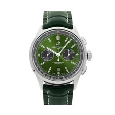 Breitling Premier B01 Auto Chrono Steel Watch Green Dial 42mm AB0118221L1P2