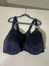 Cacique LB Lightly Lined Full Coverage Bra Front Closure Navy 42DD See Desc