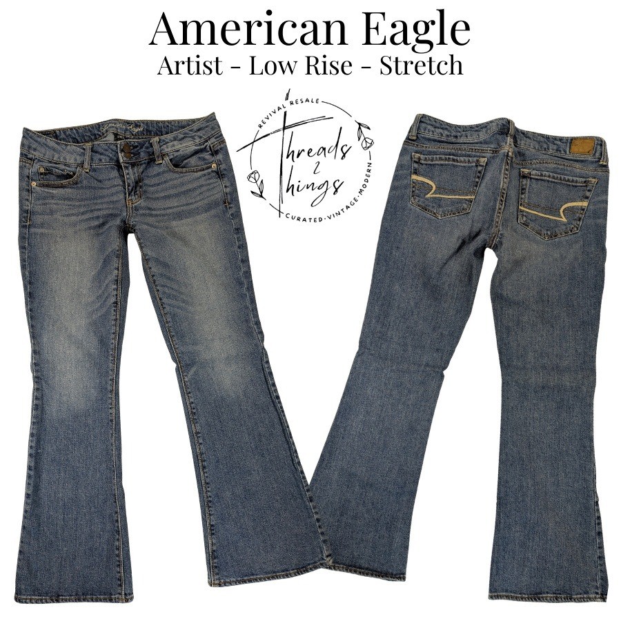 American Eagle Artist Jeans Women's 8 Denim Stretch Bootcut Flare y2k Preppy vtg