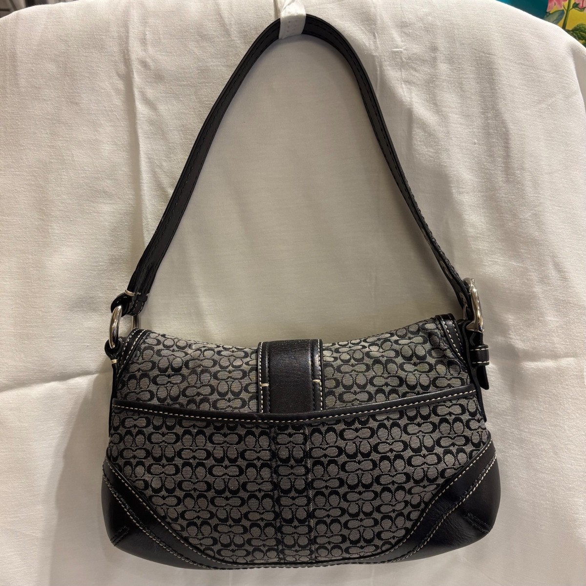 COACH Brown CC Logo Purse Fabric Leather Trim Shoulder Strap Soho