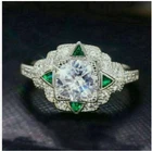 2.46Ct Round Cut VVS1 Moissanite Engagement Art Deco Ring 925 Sterling Silver