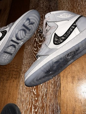 Dior Air Jordan 1 Retro High Men's Sneakers Gray/White/Black Designer Basketball