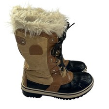 Sorel Tofino ll Boots Girls Youth 4 Brown Faux Fur Waterproof Winter Insulated