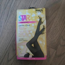 Star Power by SPANX Center-Stage Patterned Shaping Tights Black NEW ~ Size A