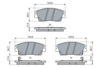 Bremsbelagsatz, Scheibenbremse 0 986 460 076 Bosch FüR Hyundai