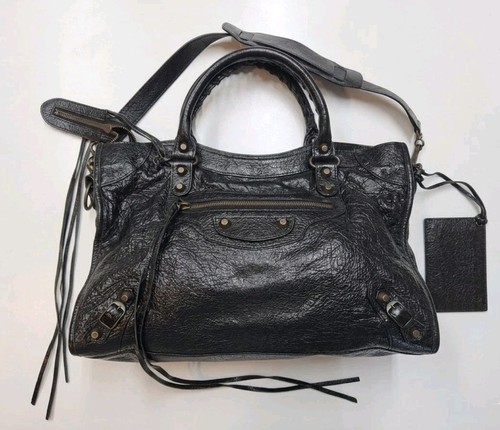 Balenciaga Classic City Medium Black Leather 2Way Motorcycle Bag 115748 Y2K