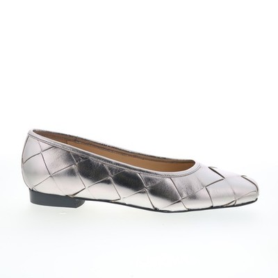Trotters Hanny T2125-033 Womens Gray Leather Slip On Ballet Flats Shoes