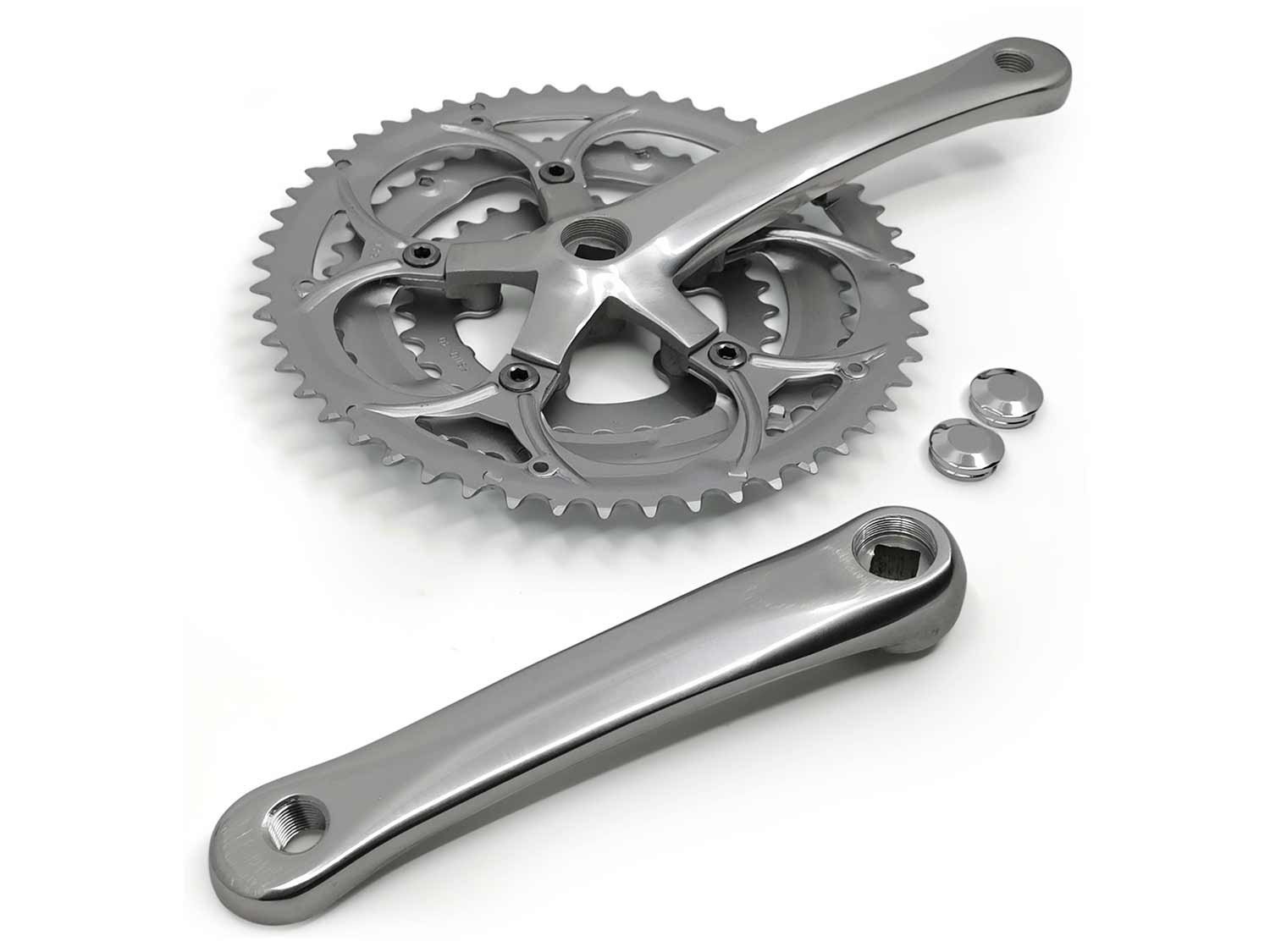 Pedivella 3 posizioni 30/42/52 denti Racing Crank alluminio guarnitura argento foto 4
