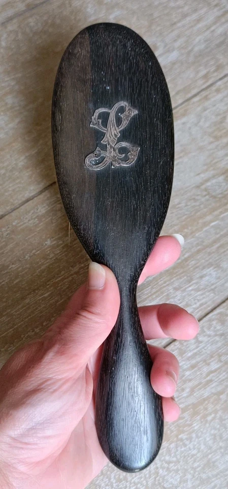 Ancienne Brosse À Cheveux En Ébène Avec Monogramme Style Napoléon III - Photo 2/4