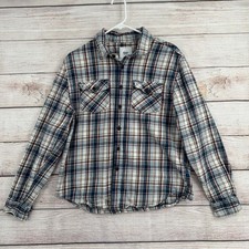 Katin Button Down Flannel Shirt Mens Small Blue White Brown Plaid