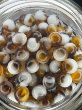 10x 5/8" Jabo Classics Marbles Lot Brown, White, Amber Glass Non-UV