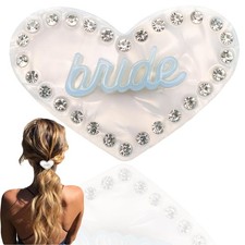 Heart Bride Hair Clip, Glitter Rhinestone Bridal 1 Count Pack of 1 ,