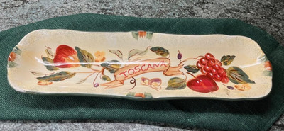 Vintage Lange Italienische Französische Knoblauch Brot Trauben Käse Servierschale Schüssel Platte