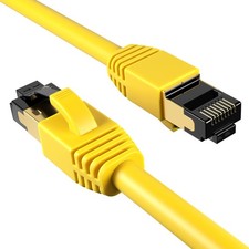 Cat 8 Yellow Ethernet Patch Cable 10 Ft 40Gbps Shielded Copper RJ45 Modem Net