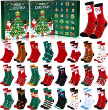 Sock Advent Calendar 2025 Funny Christmas Fluffy Socks for Adults 24 Days Christ