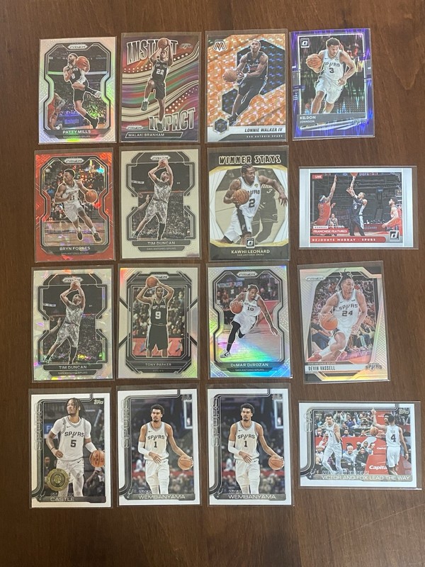 San Antonio Spurs 16 Card Lot Parallels & Inserts Stars Wemby Duncan Parker + v2
