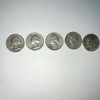 Washington Quarters Silver 5, Two D, Three no mint mark