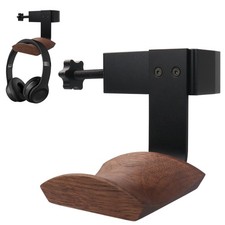 Headphone Holder Walnut Wood  Solid Metal Headset Hanger Stand for Desk Adju...
