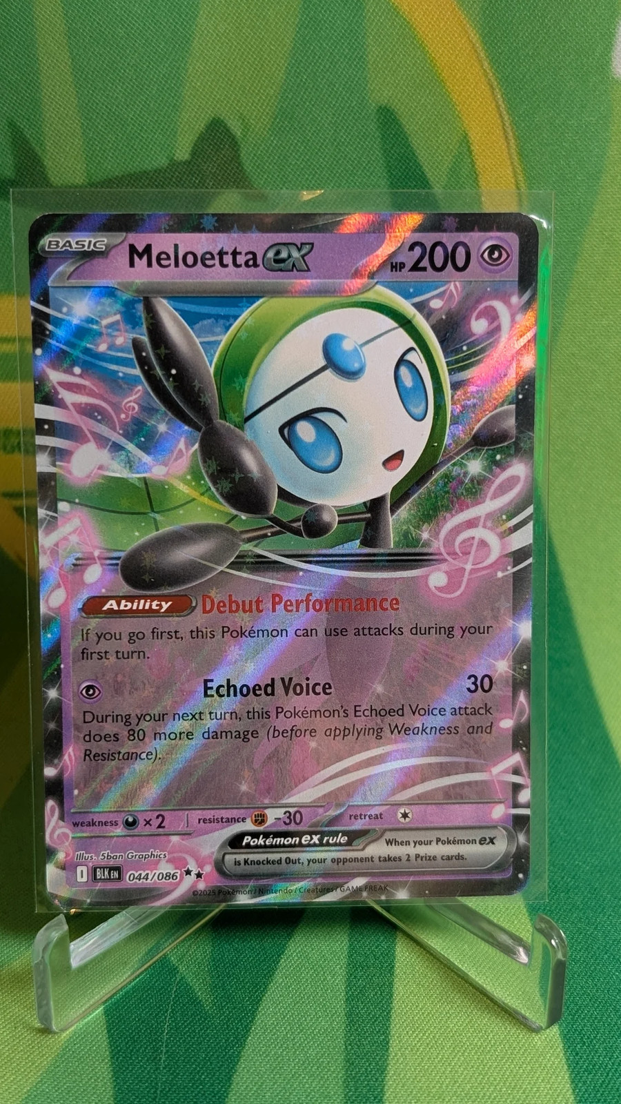 2025 Black Bolt Meloetta EX Holo Double Rare RR #44/86