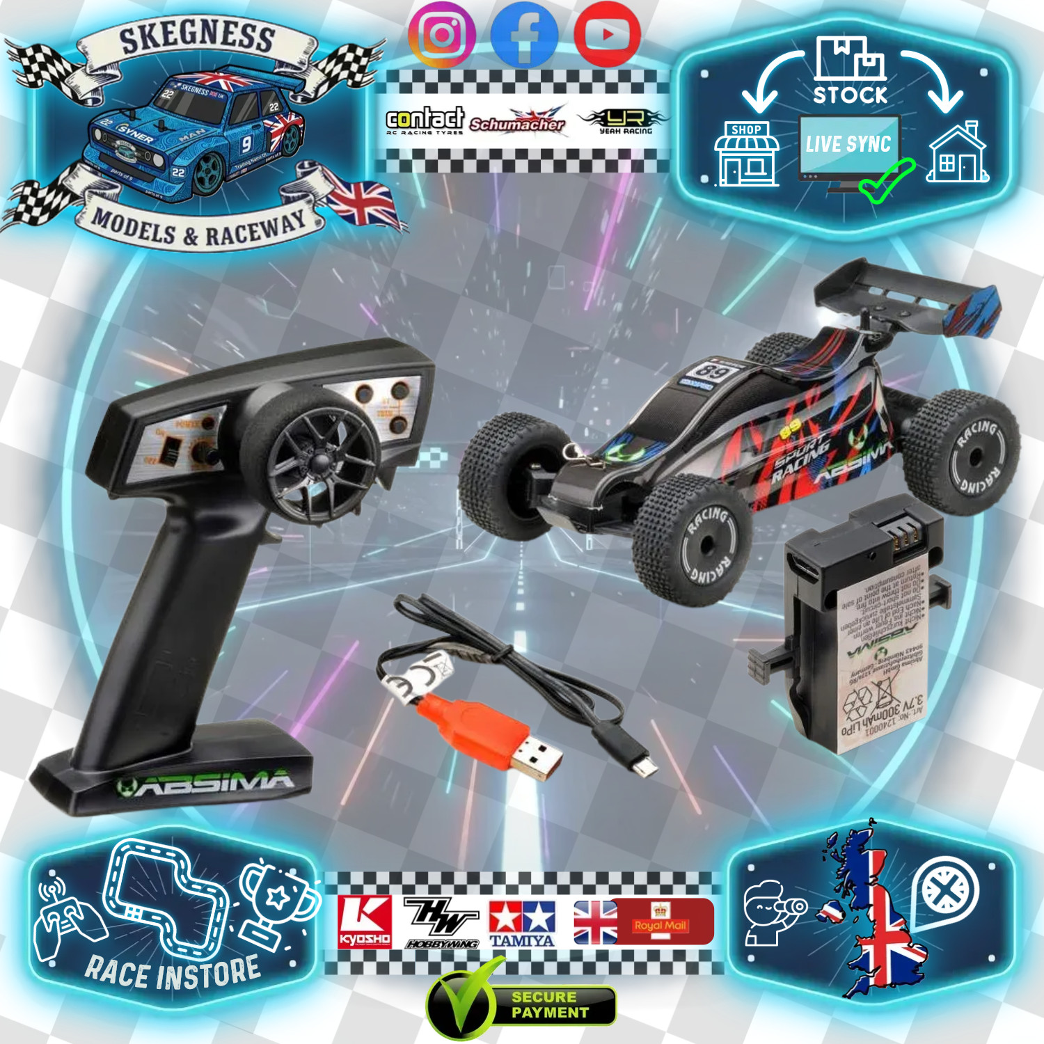 Absima - Micro 1/24 2WD Racing Buggy ""X Racer"" RTR with ESP - Rechargeable Lipo