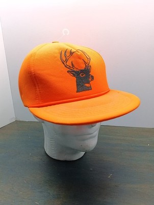 Vintage Blaze Orange Deer Hunting Trucker Snapback Hat Cap Made in USA NOS