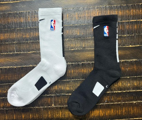 Nike NBA ELITE Basketball Socks DRI-FIT Size Large. White & Black Crew