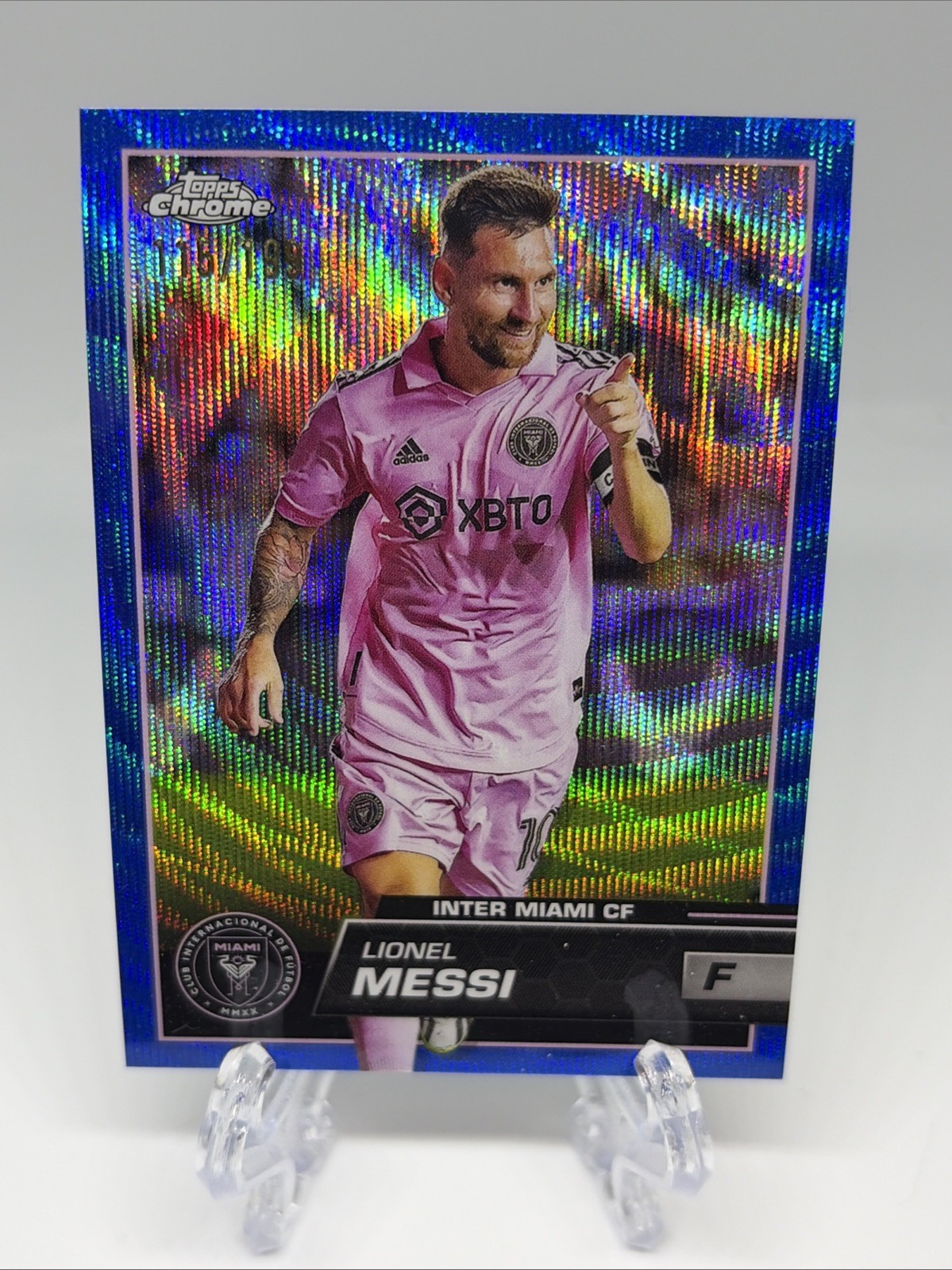2023 Topps Chrome MLS Lionel Messi Blue Wave First Year Inter Miami SP /199