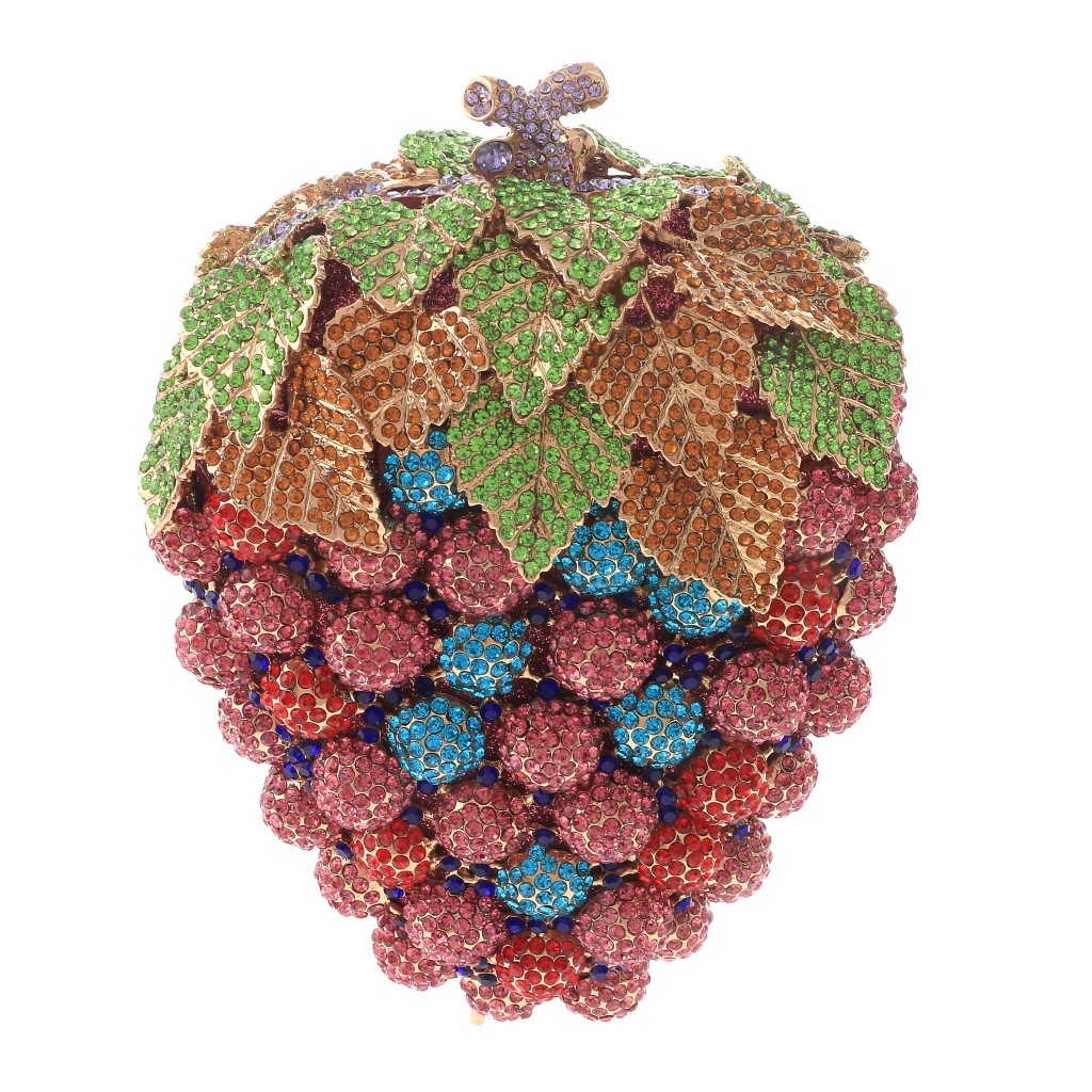 Gold Tone Metal Crystal Rhinestone Clutch Evening Bag HB6104-FUS