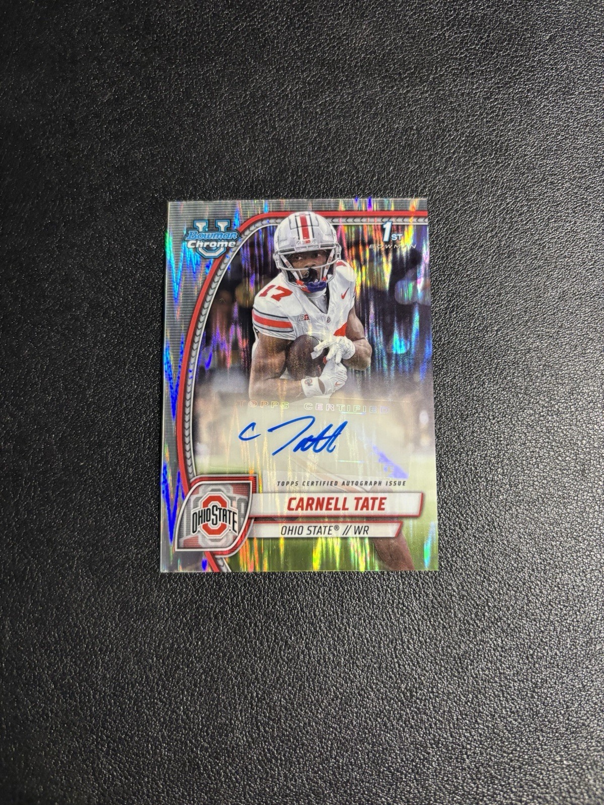 2024 Bowman U Chrome Carnell Tate #PA-CTA Stealth Refractor 1st Auto Ohio State